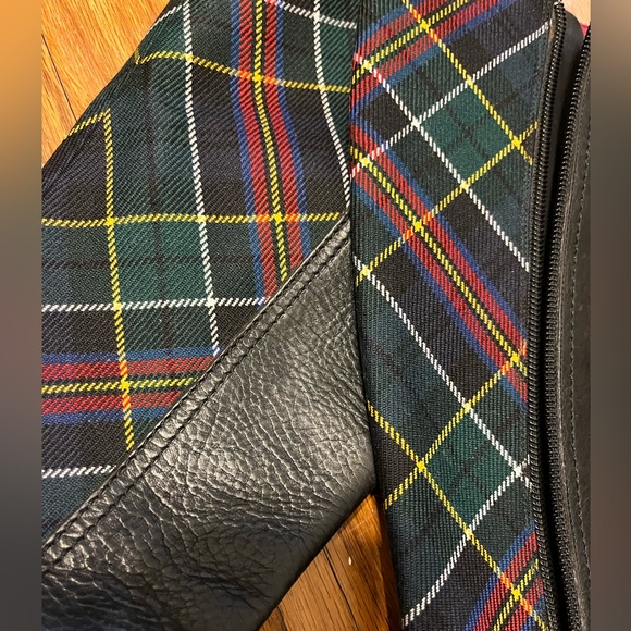 BURBERRY Vintage Black Leather & Classic Plaid Fabric Back Zip Up Boots 35.5 - Picture 4 of 7